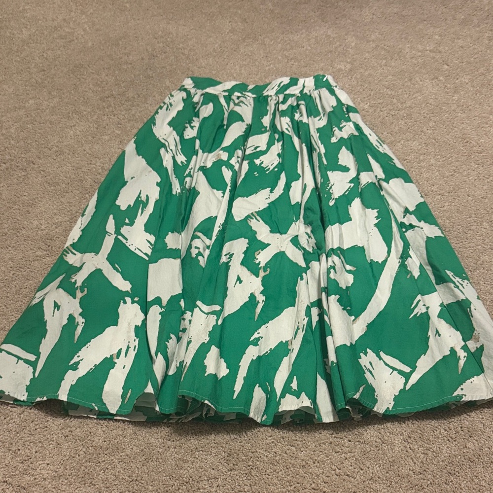 Flying Tomato Green and White A-Line Skirt